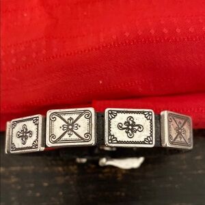 VINTAGE BRIGHTON “Bandit”Black Leather Belt Bracelet with Silver Accents